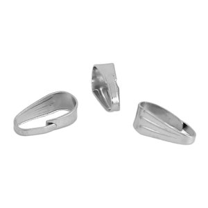 50 Silver Tone Steel Snap On Bail Connector 9mm x 3.5mm 50 pcs F117B