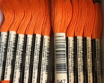 DMC 947 Burnt Orange Embroidery Floss 2 Skeins 6 Strand Thread for Embroidery Cross Stitch Needlepoint Sewing Beading