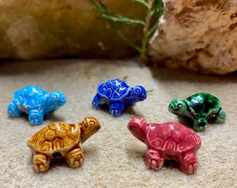 Turtle Beads Peruvian Ceramic Turtle Beads 10 beads Choose Solid Color or Mixed Colors