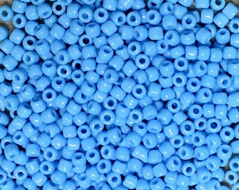 8/0 Light Turquoise Blue Opaque Japanese Glass Rocaille Seed Beads 6 Inch tube 28 grams #413