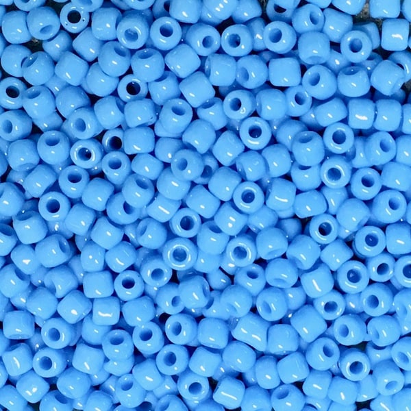 8/0 Light Turquoise Blue Opaque Japanese Glass Rocaille Seed Beads 6 Inch tube 28 grams #413