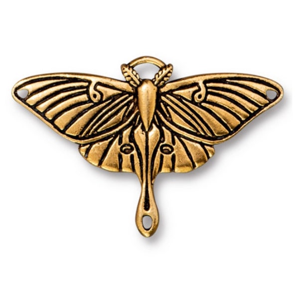 Luna Moth Pendant Link Antiqued 22kt Gold Plate 39.4mm x 26.2mm TierraCast Silver Plated Tierra Cast 1 pendant F287