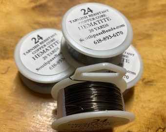 24 gauge Tarnish Resistant Hematite Copper Craft Wire 20 yards Made in USA