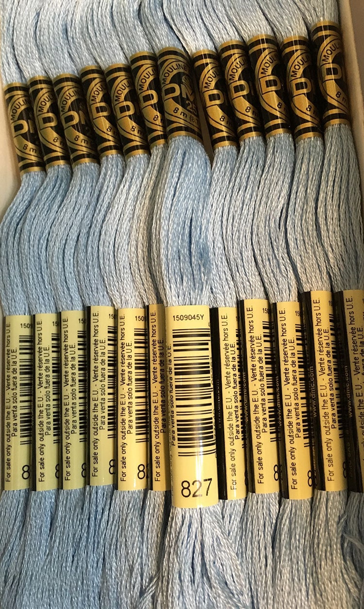 Blue DMC Embroidery Stranded Cotton Floss DMC 3766 & DMC 3846