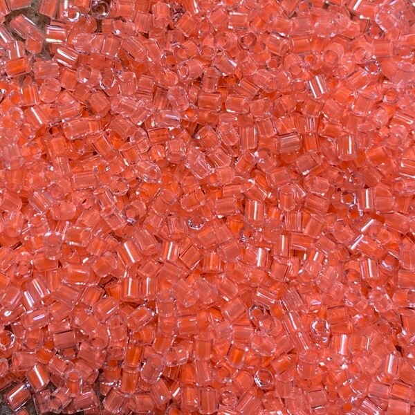 11/0 Hex Cut Beads Crystal Neon Coral Hex Cut Miyuki Seed Beads 6 inch Tube 28 grams #206