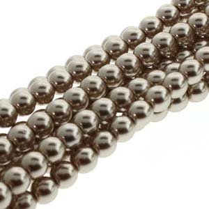 Champagne Czech Glass Round Pearl Beads 8mm Approx. 75 beads F393
