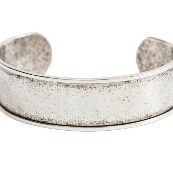 Cuff Bracelet Channel .20mm width Antique Fine Silver Plated Brass