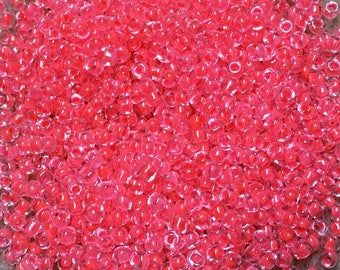 11/0 Crystal Neon Flamingo Miyuki Glass Seed Beads 6 inch tube 28 grams #206A