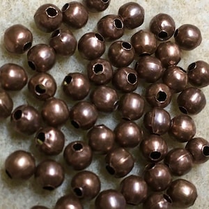 50 Antique Copper Smooth Round Beads 4mm Made in the USA F169B