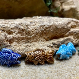 Fish Beads Peruvian Ceramic Large Hole Fishy Beads 22mm x 12mm 10 beads Choose From 5 Colors image 7