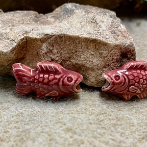 Fish Beads Peruvian Ceramic Large Hole Fishy Beads 22mm x 12mm 10 beads Choose From 5 Colors Red