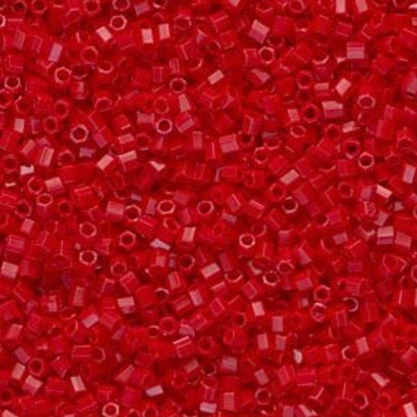 15/0 Hex Cut Red Opaque Glass Japanese Seed Beads 6 inch tube 28 grams #408