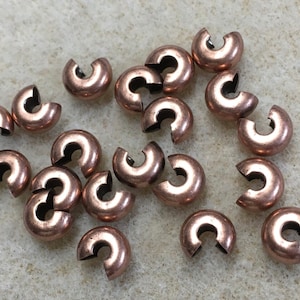 Crimp Covers 5mm Antique Copper Plated Crimps for Crimp Beads or Tubes Approx. 48 pcs F158