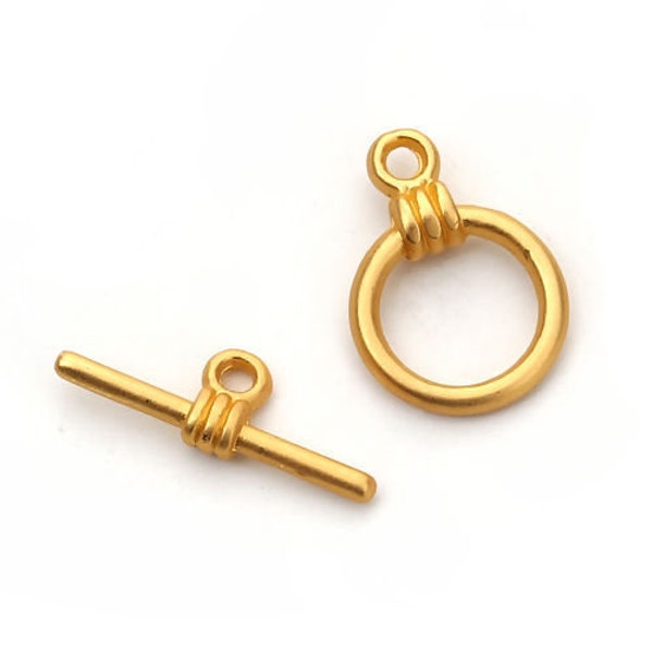 Toggle Clasp Rope Pattern Matte GoldToggle Clasp 15mm x 17mm 5 sets F263A