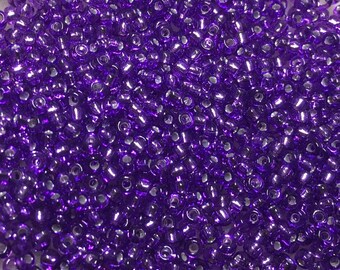 15/0 Silver Lined Purple Violet Japanese Glass Rocaille Seed Beads 6inch tube 28 grams #26