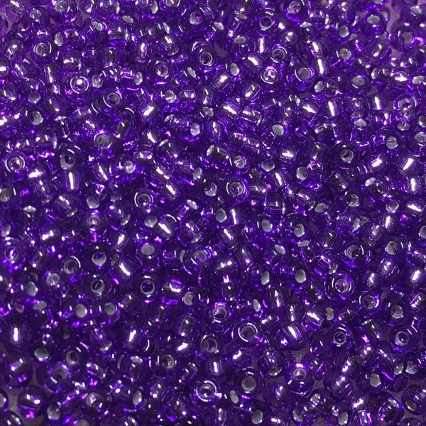 15/0 Silver Lined Purple Violet Japanese Glass Rocaille Seed Beads 6inch tube 28 grams #26