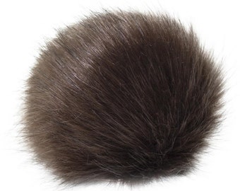 Extra Large Imitation Fur Faux Brown Fur Pom Pom Ball with Loop for Craft Projects Hat Decoration Knitting Crochet 127mm 5 inches