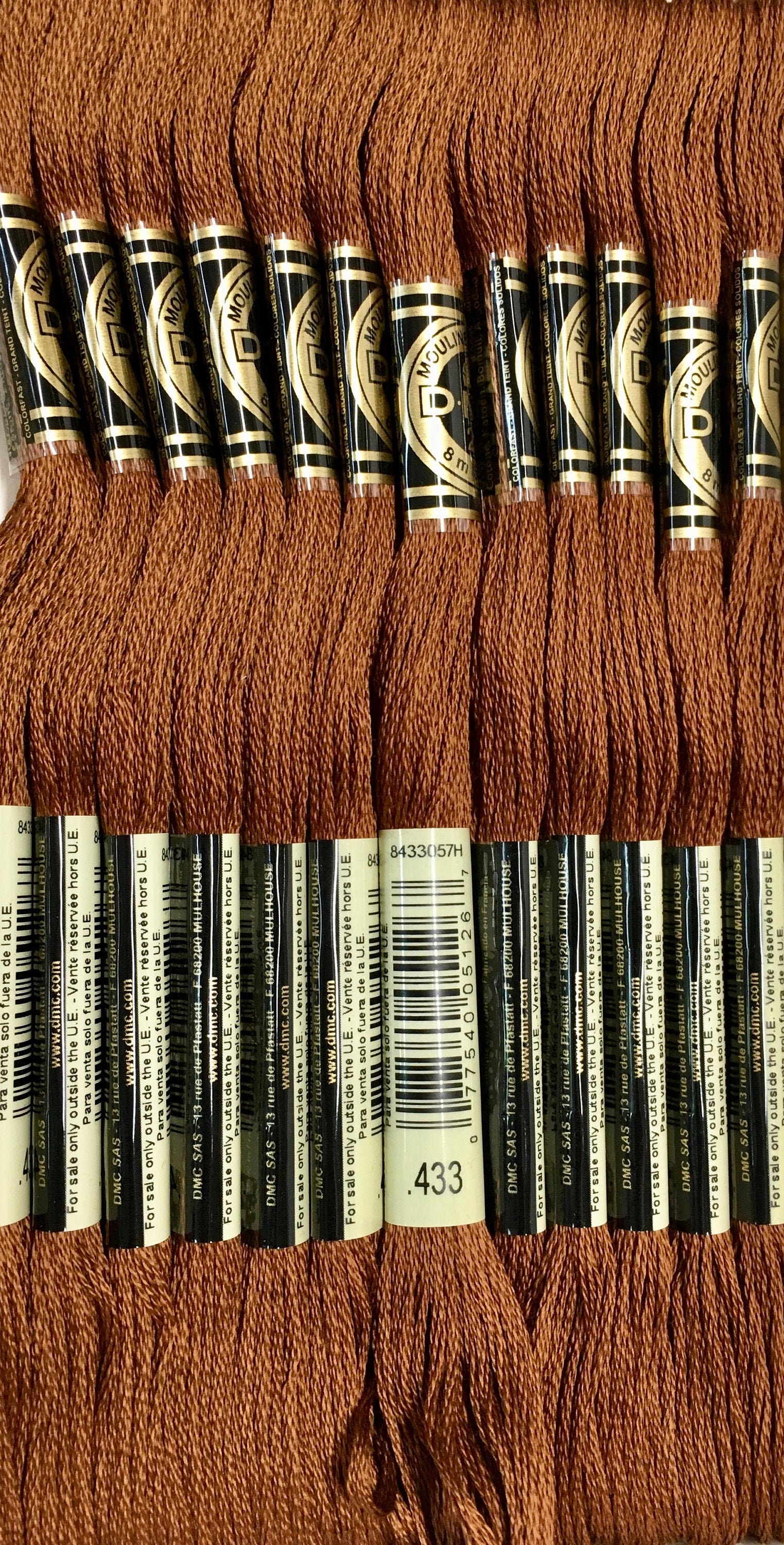 DMC 433 Brown Medium Light Embroidery Floss 2 Skeins 6 Strand photo
