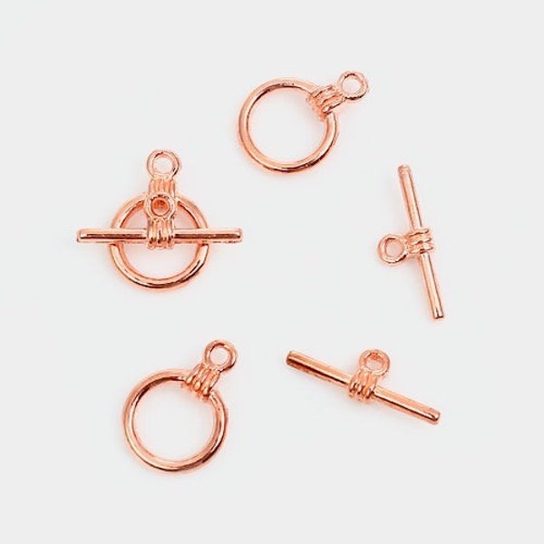 Toggle Clasp Rope Pattern Rose Gold Toggle Clasp 15mm x 17mm 10 sets F263C