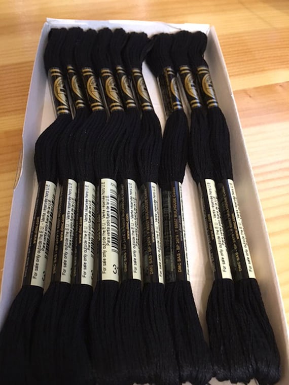 DMC 310 Black Embroidery Floss 2 Skeins 6 Strand Thread for Embroidery  Cross Stitch Needlepoint Sewing Beading 