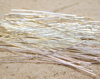 Head Pins 2 Inch Silver Plated Headpins Two Inches 24 gauge Approx. 144 pcs F324A