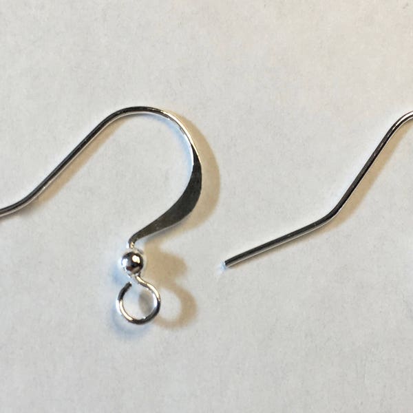 Silver Plated Surgical Steel Hammered Long Earwire Hooks French Hook Ear Wires Earring with Bead 15x25mm 22 ga Approx. 12 or 72 pairs F210