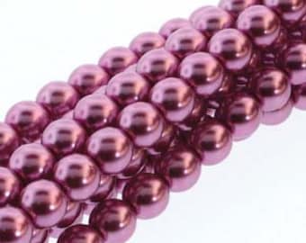 Fuchsia Czech Glass Round Pearl Beads 4mm Approx. 120 beads F260A