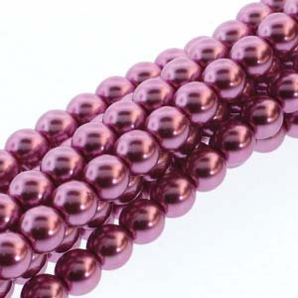 Fuchsia Czech Glass Round Pearl Beads 4mm Approx. 120 beads F260A