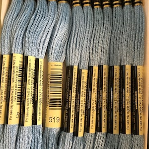 DMC 519 Sky Blue Embroidery Floss 2 Skeins 6 Strand Thread for Embroidery Cross Stitch Needlepoint Sewing Beading