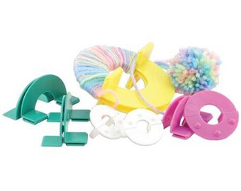 Easy Wrap Pom Pon Maker 4 Sizes 1.25", 1.75", 2.25", 3.5" for Knitting and Crochet