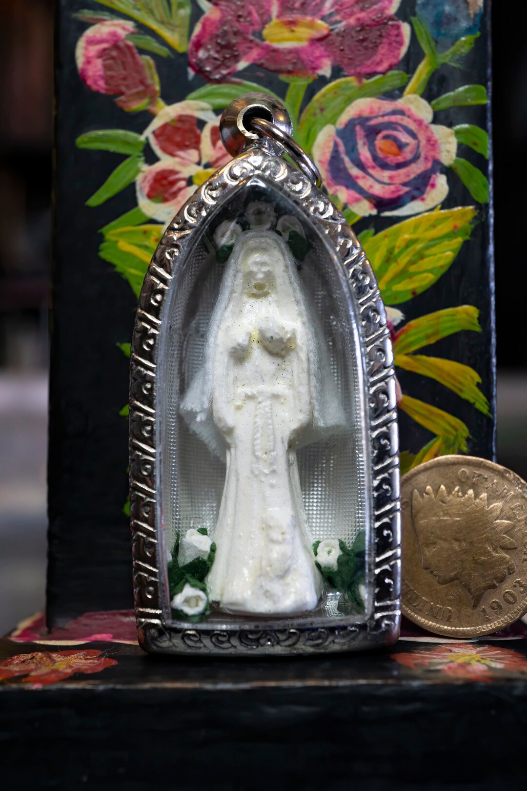 Santa Muerte Blanca/white Robe Loaded Amulet - Etsy
