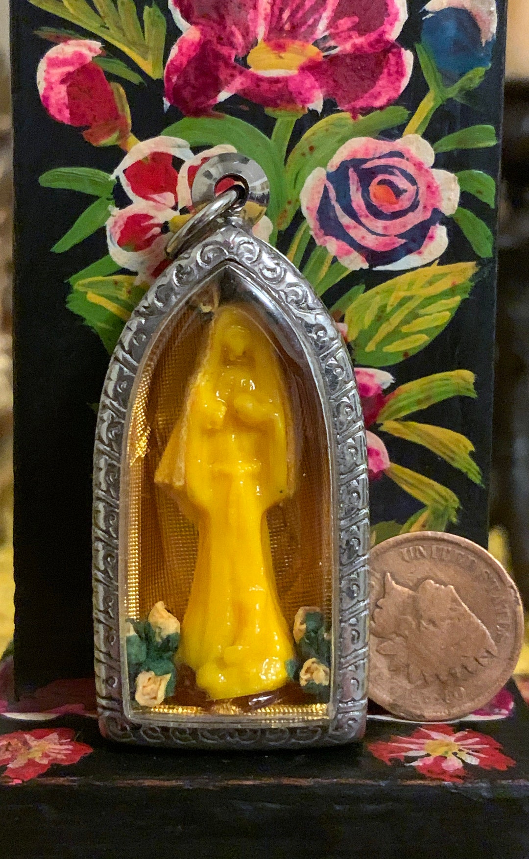 Santa Muerte Amarilla/yellow Robe Loaded Amulet - Etsy