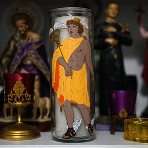 Made-to-order: Hermes/Mercury hand painted glass 7-day candle