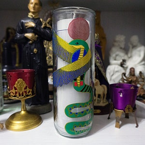 Wadjet hand painted glass 7-day candle