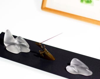 Frosted Glass Mountain Sculpture, Zen Japandi Decor, Minimalist Desktop Ornament