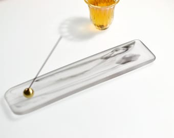 Frosted Glass Landscape Incense Holder, Japandi Zen Minimalist Burner, Handmade Meditation Decor