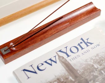 Minimalist design-rosewood strip-shaped incense holder with water droplet shape socket, Meditation, Relax, Healing, Aromatherapy
