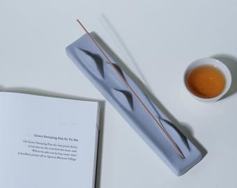 Handmade Concrete Mountain Incense Holder, Minimalist Japandi Burner, Wabi Sabi Desk Decor