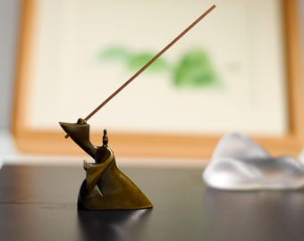 Handcrafted Copper Tai Chi Incense Holder, Minimalist Meditation Decor, Stick Burner