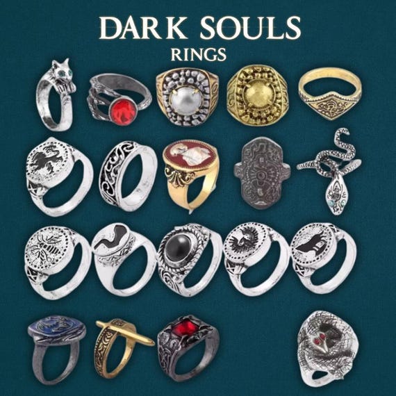 Dark Souls Ring Collection – Fantasy Rings Inspired by Game Lore, RPG Jewelry for Gamers & Collectors