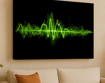 Grüne Schallwelle Kunstdruck: Elektronische Musik Studio Dekor