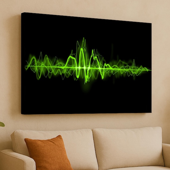 Green Sound Wave Art Print: Electronic Music Studio Decor - Etsy