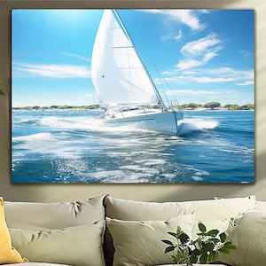 Sailboat, Ocean, Water Sports Glass Wall Art, Canvas Wall Art, Tempered Glass Wall Art, Sailing Boat Wall Art, Abstract Sailboat Wall Art