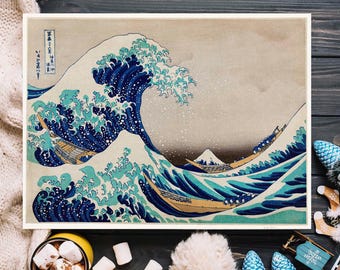 葛飾北斎作「神奈川沖浪裏」、木版画、ジクレー、版画、富士山、浮世絵