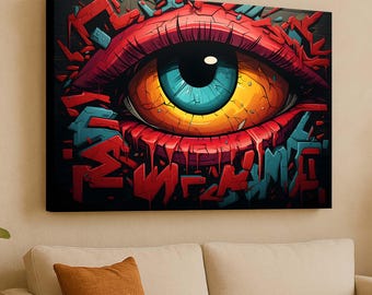 Graffiti Eye Pop Art Print: Urban Street Style Decor