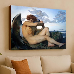 Alexandre Cabanel Fallen Angel Canvas, Cabanel Wall Art, Reproduction Angel Wall Decor, Fallen Man Modern Wall Art
