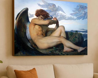 Alexandre Cabanel Fallen Angel Canvas, Cabanel Wall Art, Reproduction Angel Wall Decor, Fallen Man Modern Wall Art