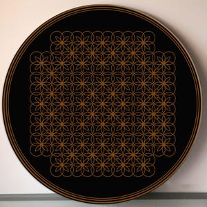 Flower Of Life Art, Sacred Geometry, Black Gold Wall Art, Geometric Wall Decor, Zen Home Decor, Spiritual Wall Art, Mystic Mandala Glass Art