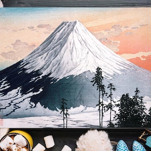 Mount Fuji Print, Japanese Woodblock Art, Ukiyo-e Wall Decor, Katsushika Hokusai, Traditional Japan Landscape, Snowy Mountain Print