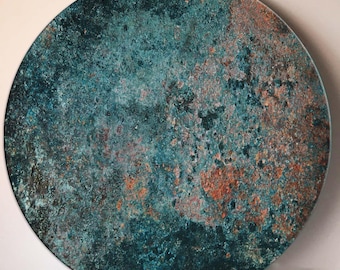 Kunst aan de muur van gehard glas, roest textuur kunst, moderne decor abstracte kunst, ronde aardetinten, grunge kunst aan de muur, getextureerde ontwerp glazen muur kunst, ronde aardetinten